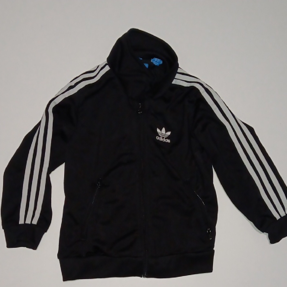 Adidas Black Jacket with White Stripes Boys 3T